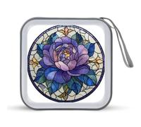 Jubonexis Boîtier de rangement portable en verre teinté d'une rose violette pour CD, DVD, voiture, maison, voyage