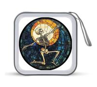 Jubonexis Boîtier de rangement portable en verre teinté squelette dansant pour CD, DVD, voiture, maison, voyage