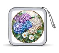 Jubonexis Boîtier de rangement portable pour CD DVD Motif fleurs d'hortensia