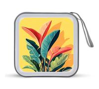 Jubonexis Boîtier de rangement portable pour CD DVD Motif plantes subtropicales