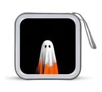Jubonexis Boîtier de rangement portable pour CD DVD ou voiture Motif fantôme d'Halloween Blanc Orange