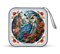 Jubonexis Boîtier de rangement portable pour CD et DVD Motif chouette Bleu clair