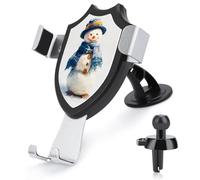 Jubonexis Bonhomme de neige avec écharpe et chapeau - Support de téléphone de voiture vintage - Support triangulaire à clip pour grille d'aération - Accessoires automobiles pour smartphones de 4 à 6