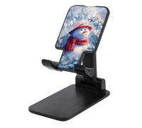 Jubonexis Bonhomme de neige dans la neige, houx, feuilles, couronne, support de téléphone portable pliable et réglable pour bureau