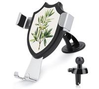 Jubonexis Botanical Art Support de téléphone vintage pour voiture Motif fleurs sauvages Vert olive Base à clip pour grille d'aération Accessoires automobiles pour smartphones de 4 à 6 pouces