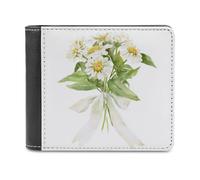 Jubonexis Bouquet de fleurs de zinnia blanches en cuir synthétique souple à deux volets, porte-monnaie, carte de crédit, porte-cartes fin pour hommes et femmes