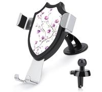 Jubonexis Branche aquarelle avec rose violet pâle support de téléphone de voiture support triangle clip base grille d'aération support de téléphone portable accessoires automobiles pour smartphones