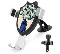 Jubonexis Branche d'eucalyptus souple dans une bouteille en verre bleu - Support de téléphone de voiture triangulaire à clip pour grille d'aération - Accessoires automobiles pour smartphones de 4 à 6