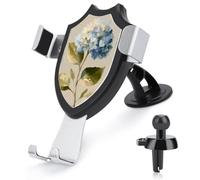 Jubonexis Branche d'hortensia bleue sur lumière neutre support de téléphone de voiture support triangle clip base grille d'aération support de téléphone portable accessoires automobiles pour