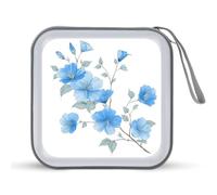 Jubonexis Brindille avec fleurs bleues Étui de rangement portable pour CD, DVD pour voiture, maison, voyage
