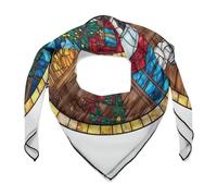 Jubonexis Bulldog portant un bonnet de Père Noël en verre teinté pour femme Écharpe carrée en soie comme un foulard de tête mouchoir en satin