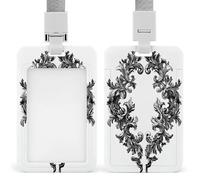 Jubonexis Cadre décoratif victorien avec feuilles d'acanthe - Porte-badge rétractable à clip - Protecteur de carte - Badge nominatif pour travail, bureau, médecin, infirmière