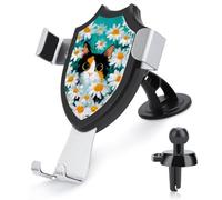 Jubonexis Calico Cat dans un champ de marguerites blanches Support de téléphone de voiture Triangle Clip Base Air Vent Support de téléphone portable Accessoires automobiles pour smartphones de 4 à 6