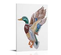 Jubonexis Canard colvert avec strass, impression sur toile, image esthétique pour salon, décoration de ferme, cadre 30 x 45 cm
