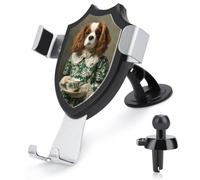 Jubonexis Chien tenant une tasse à café - Support de téléphone de voiture amusant - Support triangulaire à clip pour grille d'aération - Accessoires automobiles pour smartphones de 4 à 6 pouces