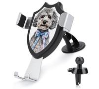 Jubonexis Chimoserie Chien Gris Nœud Bleu Blanc Support de Téléphone Voiture Support Triangle Clip Base Air Vent Support Voiture Accessoires Automobile pour Smartphones Cellulaires 4-6 Pouces