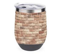 Jubonexis Classic Red Brick Wall Textur Verre à vin isotherme en acier inoxydable à double paroi avec couvercle 355 ml