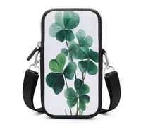 Jubonexis Clover Sac à bandoulière minimaliste style gouache traditionnel pour téléphone portable Smartphone avec sangle réglable Noir
