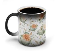 Jubonexis Clusters of Pumpkins Dahlias Soft Fall Leaves Tasse à café en céramique changeant de couleur 325 ml