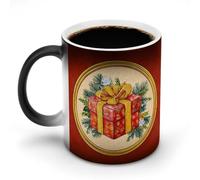 Jubonexis Coffret cadeau rouge en verre teinté avec ruban doré changeant de couleur tasse à café en céramique à changement de chaleur tasse à café fantaisie tasse à thé eau tasse 325 ml