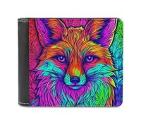 Jubonexis Color Fox Face Portefeuille à deux volets en cuir synthétique souple pour pièces de monnaie, cartes de crédit, porte-cartes et billets pour homme et femme
