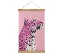 Jubonexis Coquette Animal Rose Léopard Toile Peinture Cadre en Bois Poster Suspendu Photo Kit Art Mural