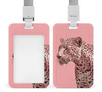 Jubonexis Coquette Porte-badge rétractable à clip Motif léopard Rose
