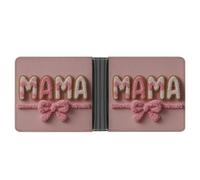 Jubonexis Coquette Portefeuille à deux volets en cuir PU souple avec nœud et mot « Mama » en patchwork pour pièces de monnaie, cartes de crédit, porte-cartes et billets pour homme et femme