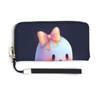 Jubonexis Coquette Portefeuille long à deux volets en cuir synthétique avec nœud et fantôme pour pièces de monnaie, cartes de crédit, stockage d'argent pour homme et femme