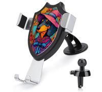 Jubonexis Costume de sorcière teckel avec balai, support de téléphone de voiture triangulaire, base à clip pour grille d'aération, accessoires automobiles pour smartphones de 4 à 6 pouces