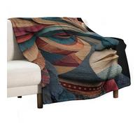 Jubonexis Couverture anti-boulochage motif homme indigène abstrait - Couverture confortable et durable pour chambre à coucher, salon, canapé, lit - 127 x 152,4 cm