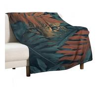 Jubonexis Couverture œil de léopard derrière un feuillage dense de la jungle, anti-boulochage, couverture confortable et durable pour chambre à coucher, salon, canapé, sofa, lit, 130 x 150 cm