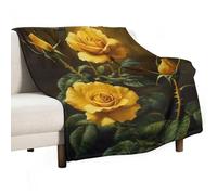 Jubonexis Couvertures classiques anti-boulochage avec roses jaunes - Couverture confortable et durable pour chambre à coucher, salon, canapé, lit, 127 x 152,4 cm
