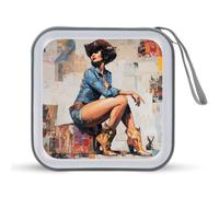 Jubonexis Cowgirl Collage Journal Graffiti CD DVD Case Case Portable pour Voiture Maison Voyage