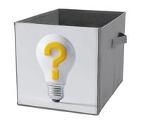 Jubonexis Cubes de rangement en forme d'ampoule blanche avec point d'interrogation jaune - Paniers de rangement pliables en tissu décoratif avec poignées pour étagères, placards, 27 x 27 cm