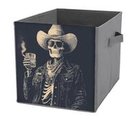 Jubonexis Cubes de rangement en forme de tête de mort occidentale - Cubes de rangement pliables en tissu décoratif avec poignées pour étagères, placards, 27 x 27 cm