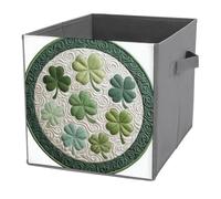 Jubonexis Cubes de rangement en forme de trèfles et de trèfles de style brodé - Cubes de rangement pliables en tissu décoratif avec poignées pour étagères, placards, 27 x 27 cm