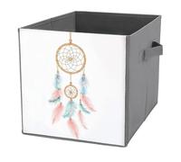 Jubonexis Cubes de rangement mignons et colorés en forme d'attrape-rêves - Cubes de rangement pliables en tissu décoratif avec poignées pour étagères, placards, 27 x 27 cm