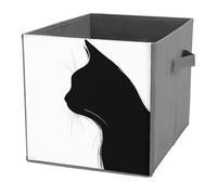 Jubonexis Cubes de rangement minimalistes en forme de silhouette de chat - Paniers de rangement pliables en tissu décoratif avec poignées pour étagères, placards, 27 x 27 cm