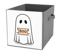 Jubonexis Cubes de rangement minimalistes flottants fantôme tenant un signe BOO - Cubes de rangement pliables en tissu décoratif avec poignées pour étagères, placard, 27 x 27 cm
