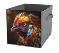 Jubonexis Cubes de rangement pliables en forme de tête de poulet, paniers de rangement décoratifs en tissu avec poignées pour étagères, placards, 27 x 27 cm