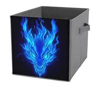 Jubonexis Cubes de rangement pliables en tissu avec poignées pour étagères, placards, 27 x 27 cm - Bleu - Tête de dragon de feu