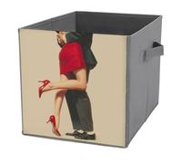 Jubonexis Cubes de rangement pliables en tissu avec poignées pour étagères, placards, 27 x 27 cm, pour femmes portant des talons hauts rouges