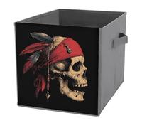 Jubonexis Cubes de rangement pliables en tissu avec poignées pour étagères, placards, motif tête de mort de pirate, 27 x 27 cm