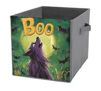 Jubonexis Cubes de rangement pliables en tissu décoratif avec poignées pour étagères, placards, motif loup violet hurle à la lune, 27 x 27 cm