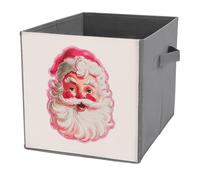 Jubonexis Cubes de rangement vintage en forme de tête de Père Noël avec poignées pour étagères, placards, 27 x 27 cm
