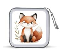 Jubonexis Cute Fox Étui de rangement portable pour CD DVD pour voiture, maison, voyage