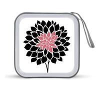 Jubonexis Dahlia Étui de rangement portable pour CD/DVD Rose et noir