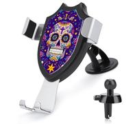 Jubonexis Day of the Dead Festival Skull Flower Support de téléphone de voiture Triangle Clip Base Grille d'aération Support de téléphone portable Accessoires automobiles pour smartphones portables de