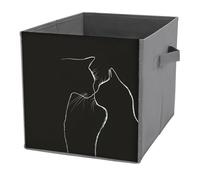 Jubonexis Deux bacs de rangement simples et minimalistes en forme de silhouette de chat - Cubes de rangement pliables en tissu décoratif avec poignées pour étagères, placard, 27 x 27 cm